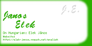 janos elek business card